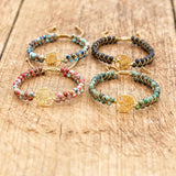 Natural Stone Bracelet Set 4pcs - African Lava