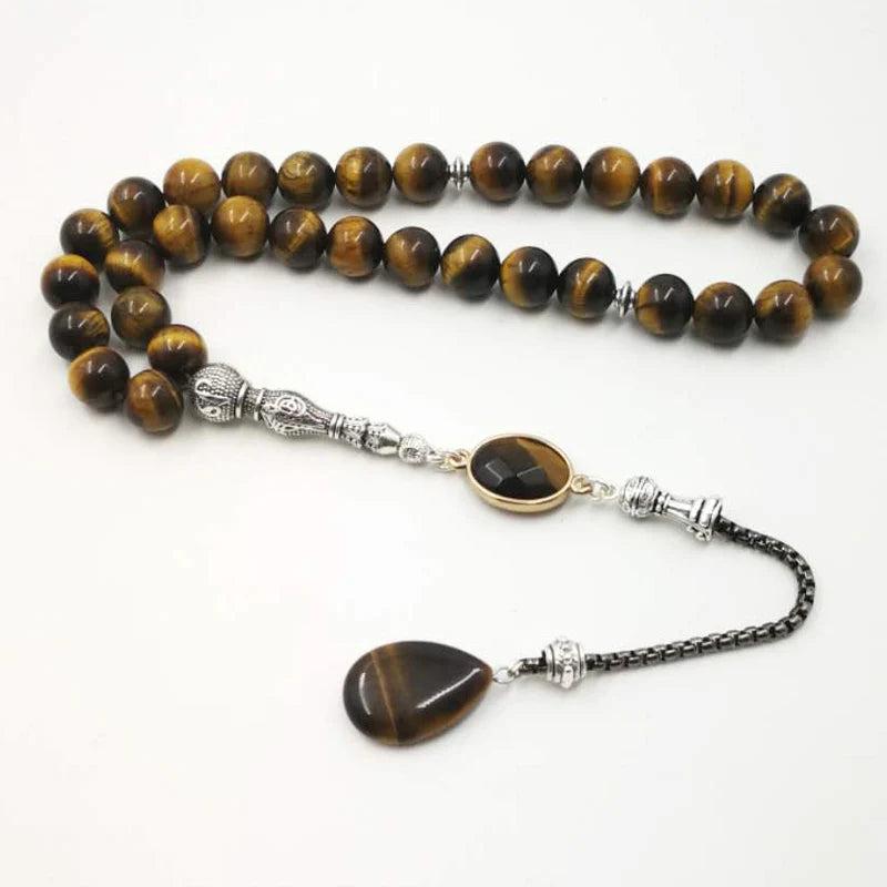 Natural Tiger Eye Stone Tasbih Islamic Prayer Beads 33 66 99 Eid Ramadan