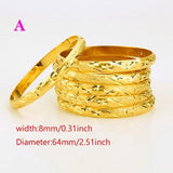 24k Ethiopian Bracelets Dubai Bangles 6Pcs/Lot
