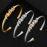 Stackable Bangle Cuff Full CZ Crystal Dubai Silver Bracelet
