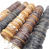 50PCs Cuff Bracelets Men Women Mix Styles Leather Jewelry Gift Box Packed