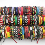 50PCs Cuff Bracelets Men Women Mix Styles Leather Jewelry Gift Box Packed