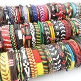 50PCs Cuff Bracelets Men Women Mix Styles Leather Jewelry Gift Box Packed
