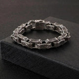 Vintage Engraving Bracelet Men Stainless Steel Cuff Punk Bangle