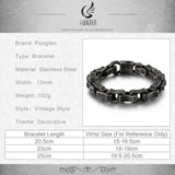 Vintage Engraving Bracelet Men Stainless Steel Cuff Punk Bangle