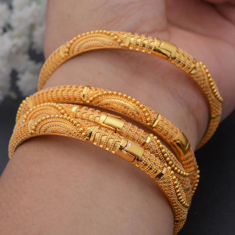 Wando 4pcs/Set 24K Dubai Wedding Bangles For Women Saudi Arab Bracelet&Bangles