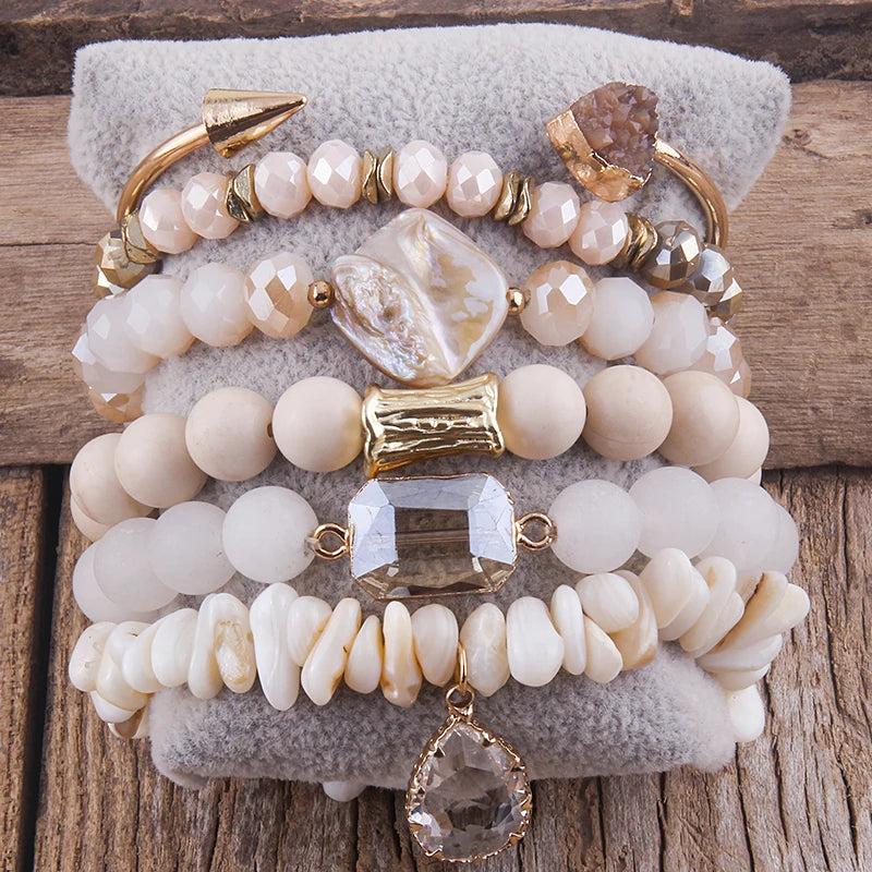 Boho Beaded Bracelet 6pc Stack Set For Women Gift