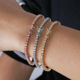 3mm-6mm CZ Tennis Bracelet Hip Hop Jewelry 1 Row CZ Charms Bracelet