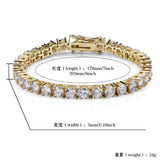 3mm-6mm CZ Tennis Bracelet Hip Hop Jewelry 1 Row CZ Charms Bracelet