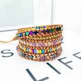 2022 Romantic Leather Wrap Bracelets with Mix Stone Heart 5 Strands