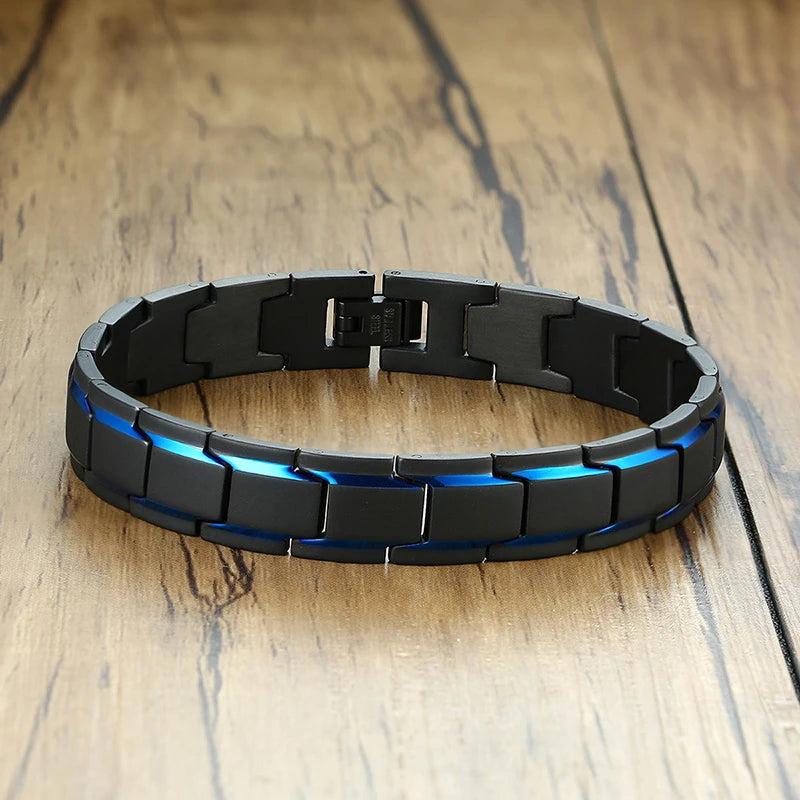 12mm Men's Stainless Steel Link Chain Bracelet Stylish Gents Wristband