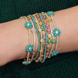 Rainbow Daisy Flower Charm Tennis Chain Bracelet