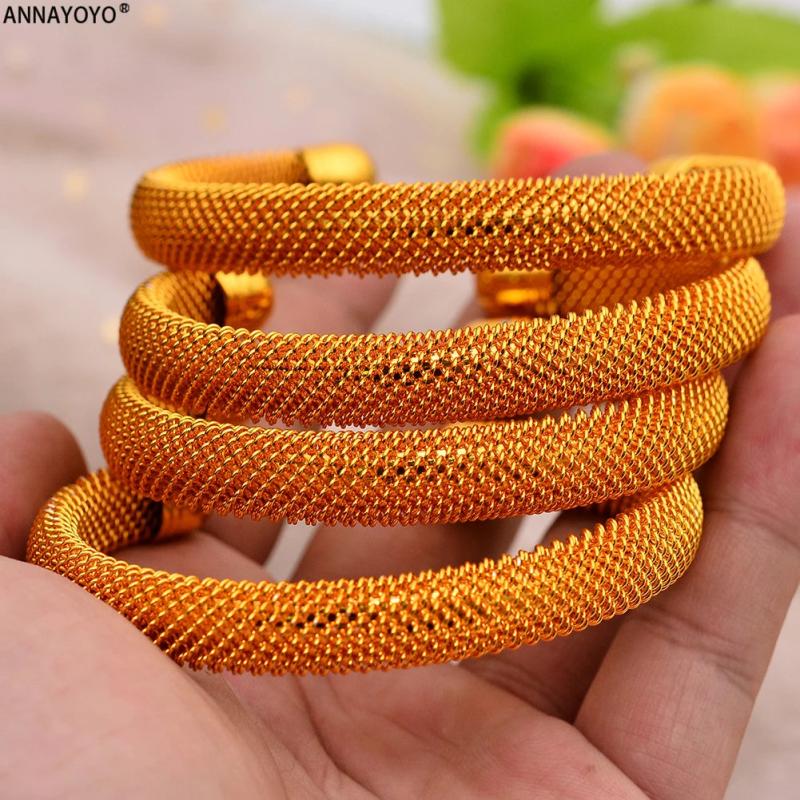 4pcs/Set 24K Dubai Cuff Bangle African Wedding Jewelry For Bangles Party