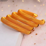 4pcs/Set 24K Dubai Cuff Bangle African Wedding Jewelry For Bangles Party