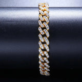 9mm Iced Cuban Link Bracelet Zircon Hip Hop Chain Bling Charms Jewelry