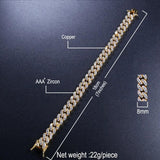 9mm Iced Cuban Link Bracelet Zircon Hip Hop Chain Bling Charms Jewelry