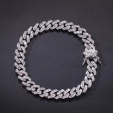 9mm Iced Cuban Link Bracelet Zircon Hip Hop Chain Bling Charms Jewelry