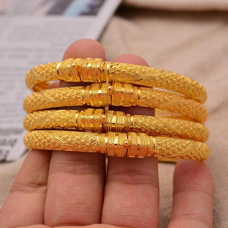 24K Bangles 4Pcs/Set Bracelet Ethiopian Bangles African Dubai Jewelry