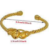 4pcs Ethnic Bead Dubai Bangles 24K Copper Arabic Bracelet Africa Bangles