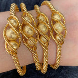 4pcs Ethnic Bead Dubai Bangles 24K Copper Arabic Bracelet Africa Bangles