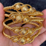 4pcs Ethnic Bead Dubai Bangles 24K Copper Arabic Bracelet Africa Bangles