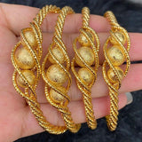 4pcs Ethnic Bead Dubai Bangles 24K Copper Arabic Bracelet Africa Bangles