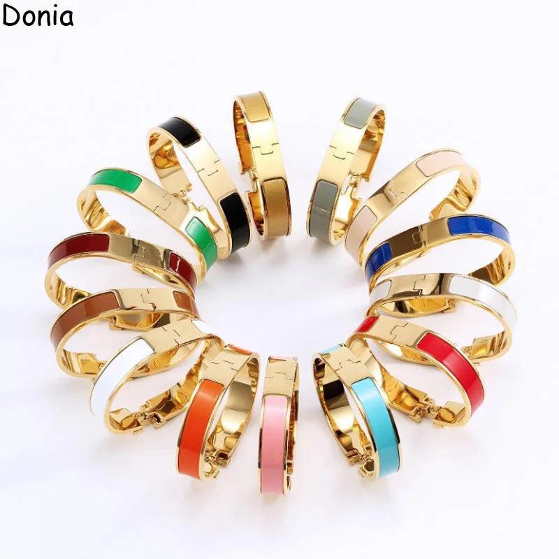 Enamel 12mm Wide Titanium Steel Bracelet Letter Bracelet