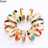 Enamel 12mm Wide Titanium Steel Bracelet Letter Bracelet
