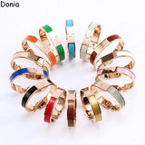 Enamel 12mm Wide Titanium Steel Bracelet Letter Bracelet