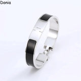 Enamel 12mm Wide Titanium Steel Bracelet Letter Bracelet