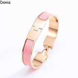 Enamel 12mm Wide Titanium Steel Bracelet Letter Bracelet