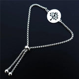 12 Life Trees Bracelets Stainless Steel Adjustable Wristband Jewelry