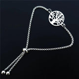 12 Life Trees Bracelets Stainless Steel Adjustable Wristband Jewelry