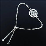 12 Life Trees Bracelets Stainless Steel Adjustable Wristband Jewelry