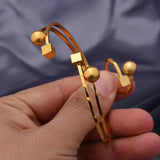 24K Bead Bangles Women Ethiopian Bracelets Wedding Jewelry