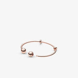 925 Sterling Silver Open Bangle with Round Beads for Bracelet Making