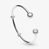 925 Sterling Silver Open Bangle with Round Beads for Bracelet Making