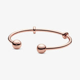 925 Sterling Silver Open Bangle with Round Beads for Bracelet Making