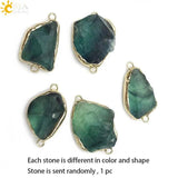 CSJA Green Fluorite Crystal Aventurine Leather Wrap Bracelet