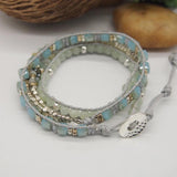 Amazonite Triple Wrap Bracelet Bohemian Beadwork Bracelet