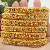 4Pcs/Set Dubai Plated Bangle Bracelet For Women African Wedding Bride Jewelry