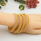 4Pcs/Set Dubai Plated Bangle Bracelet For Women African Wedding Bride Jewelry