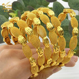 4Pcs/Set Dubai Plated Bangle Bracelet For Women African Wedding Bride Jewelry
