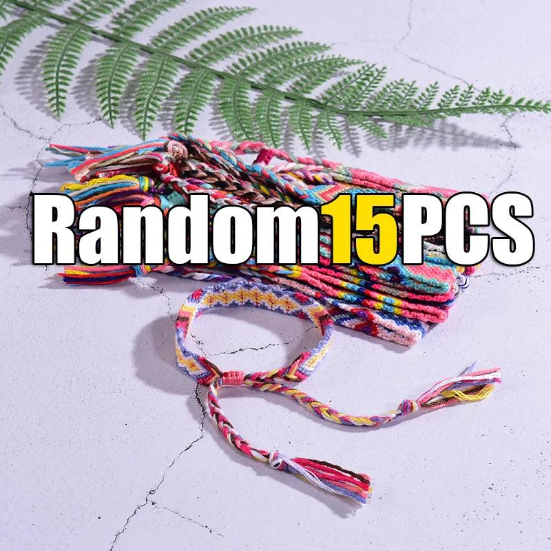 Moon Girl 15 Woven Friendship Bracelets Braided Surf Beach Boho Pulseras Femme