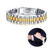 Hematite Therapy Watchband Bracelet Stainless Steel Link