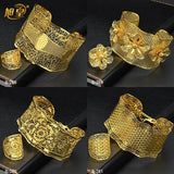 African Bangles w/ Ring Nigerian Wedding Bracelet Plated Jewelry Gift