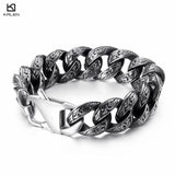 Punk Link Chain Bracelet Stainless Steel Mysterious Symbol Charm