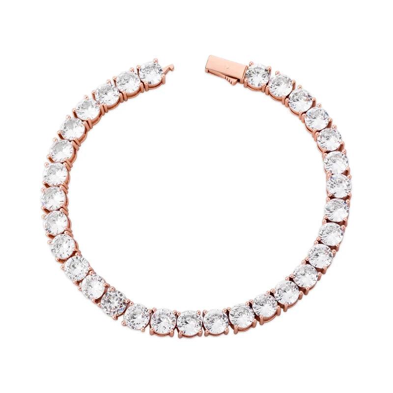 Spring Buckle Tennis Chain Iced Out CZ 1 Row Bracelet