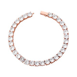 Spring Buckle Tennis Chain Iced Out CZ 1 Row Bracelet