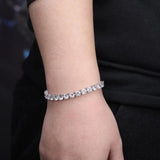 Spring Buckle Tennis Chain Iced Out CZ 1 Row Bracelet